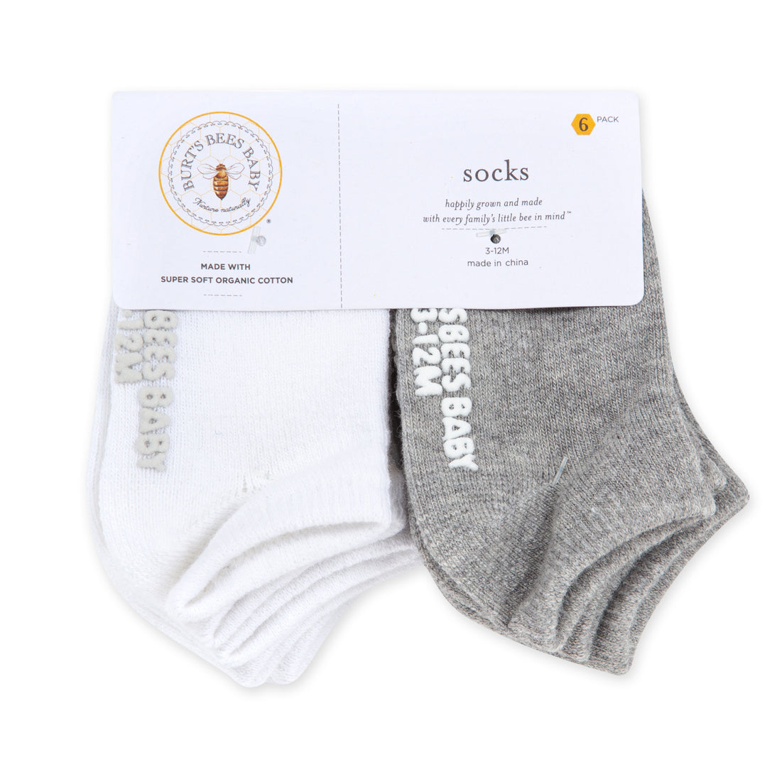 Solid Organic Cotton Baby Ankle Socks 6 Pack