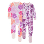 Load image into Gallery viewer, Watercolor Spring Organic Cotton Snug Fit Footed Sleeper 2 Pack
