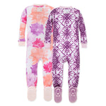 Load image into Gallery viewer, Watercolor Spring Organic Cotton Snug Fit Footed Sleeper 2 Pack
