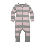 Load image into Gallery viewer, Rugby Pink Stripe Newborn Coverall
